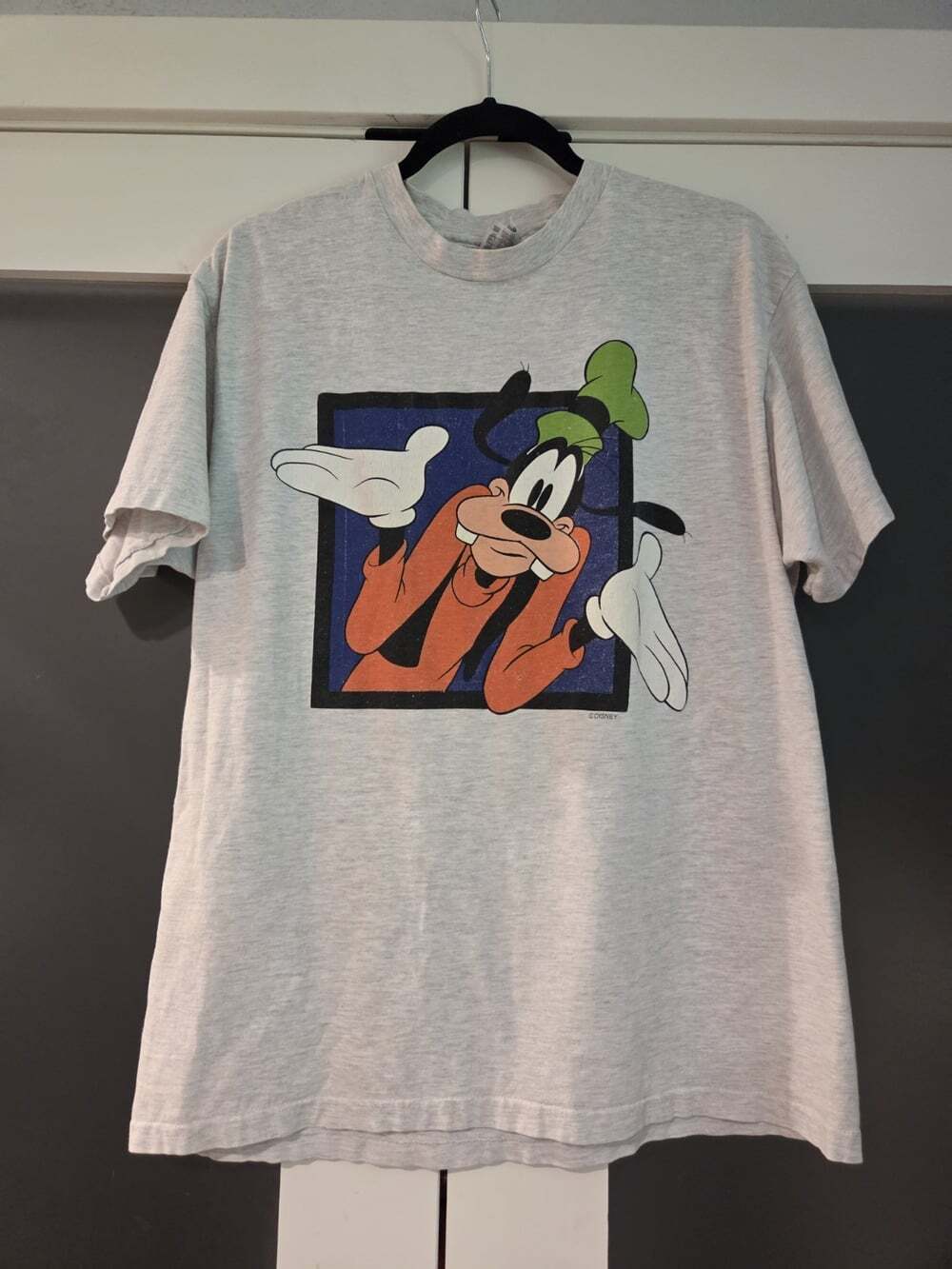Vtg 90s Disney Goofy T-Shirt Single Stitch Hanes Beefy-T Grey Sz Large
